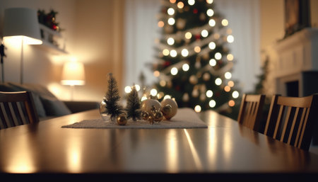 Christmas dinner table preparation and new eve dinner. Luxury design for a new year celebration, Wedding anniversary,meet and greet fine dining. AI Generativeの素材