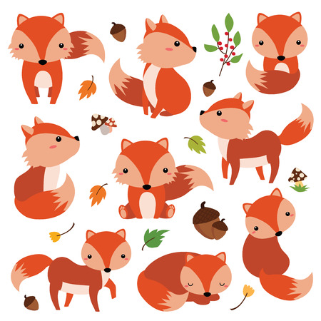Clip arts of character fox cartoonのイラスト素材