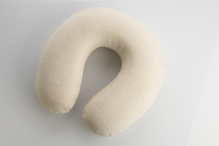 Health care: Top View of Travel Neck Pillow on White Backgroundの写真素材