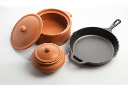 Clay Pots Isolated on White Backgroundの写真素材