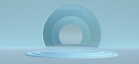 ocean blue 3d render product display backdrop concept, simple and clean product showcase stage design, best use for product presentation and promotionの写真素材