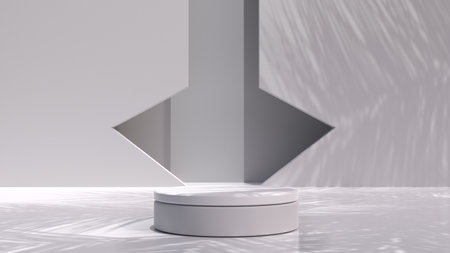 white empty podium in 3d render, empty copy space for product showcase in 3d illustration, minimal abstract background for product presentation and advertising, best for fashion and beauty productの写真素材