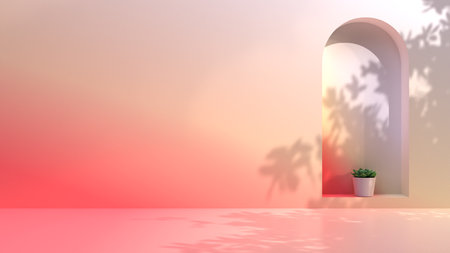 empty pink space for product showcase and presentation 3d rendering, backdrop for beauty product showcase 3d illustration, luxury pink background product stage concept designの写真素材