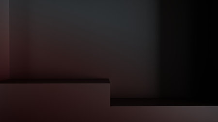 empty dark space for product showcase podium 3d illustration concept design, concept for cosmetic or skin care product showcase and advertising on social media, empty product podium for presentationの写真素材