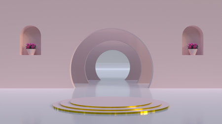 realistic product podium for beauty and fashion product 3d render, modern product showcase design, best use for product promotion and presentationの写真素材