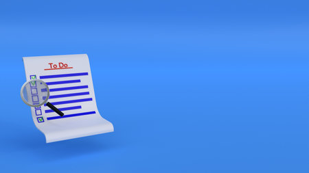 isolated to do checklist 3d rendering , time management concept design 3d illustration, best use for management concept presentation or social media ads, checklist blue backdrop 3dの写真素材