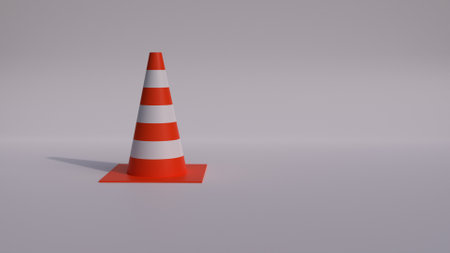 3d render realistic traffic cone, sign for under construction site, banner design for road safety site alert 3d illustrationの写真素材