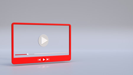 3d render video player, concept for entertainment service advertising, isolated video player concept design in 3d illustrationの写真素材