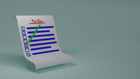 isolated to-do list concept design 3d rendering, concept for productivity organize tasks on paper 3d icon, 3d checklist design for planning or organize thingsの写真素材