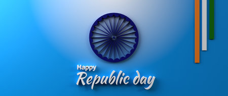 India republic day background design in 3d illustration, concept art for Indian republic day festival greeting 3d rendering, 26th republic day banner design for celebration in sky blueの写真素材