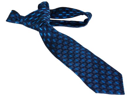 blue  striped necktie on a white backgroundの写真素材
