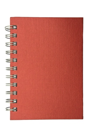 red color Cover Note Book paper isolated on whiteの写真素材