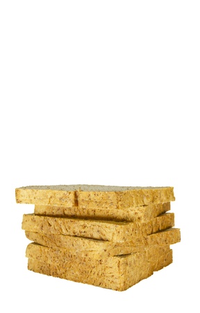Wheat loaf bread sliced, on whiteの写真素材