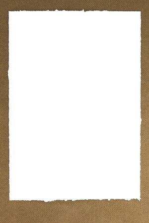 White paper square torn, on brown backgroundの写真素材