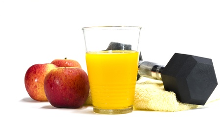 nutrition and  exercising concept for healthy living display on white backgroundの写真素材