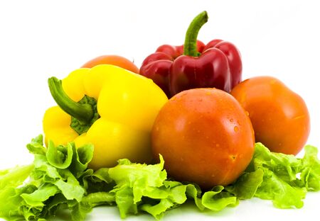 Fruits and vegetables for healthy,isolated on whiteの写真素材