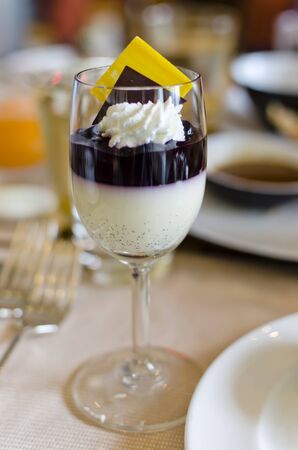 Blueberry panna cotta ,served in restuatantの写真素材