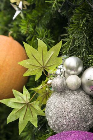 decorative Christmas balls on Christmas tree,selective focusの写真素材