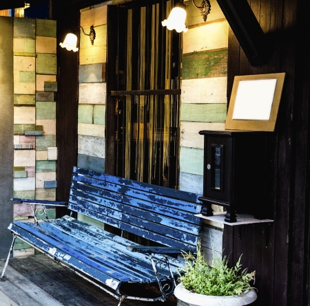 Relax cornor in front of old style coffee shopのeditorial素材