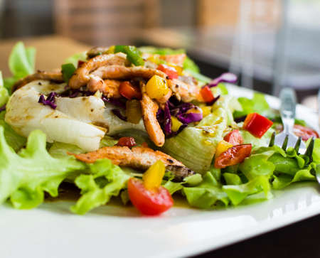 smoked salmon salad for healthy eatingの写真素材