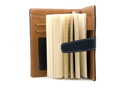 Open blank note book ,isolated on white backgroundの写真素材