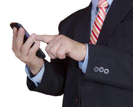 Businessman using smartphone , isolated on white backgroundの写真素材