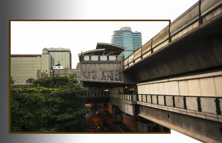 Sky train station ,looking outside the frame, isolated background