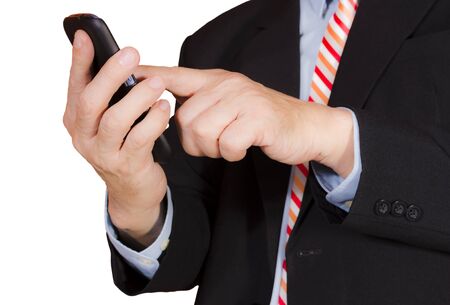 Businessman using smartphone , isolated on white backgroundの写真素材