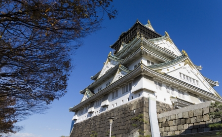 Beautiful japanese castle in winter blue skyのeditorial素材