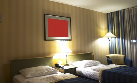 Luxury hotel room ,Double bedsの写真素材