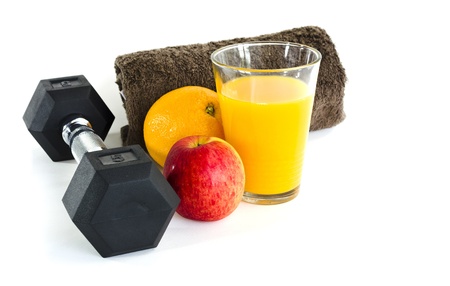 nutrition and  exercising concept for healthy living display on white backgroundの写真素材