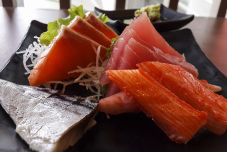 Raw seafood japanese sashimi set mixの写真素材