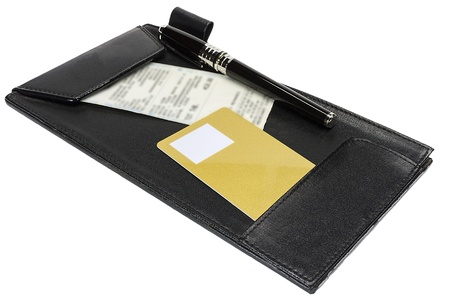 credit card wait for signing on a sale transactionの写真素材