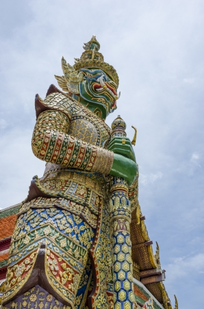 Demon Guardian at Wat Phra Kaew, Temple of the Emerald Buddha, Bangkok, Thailandの写真素材
