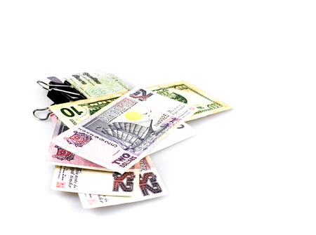 Collection of bank note ,isolated on white backgroundの写真素材