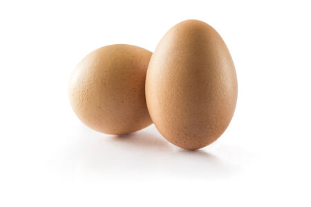 two eggs are isolated on a white backgroundの写真素材