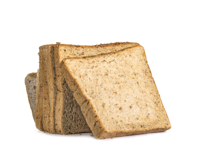 Assortment of baked bread isolated on white backgroundの写真素材