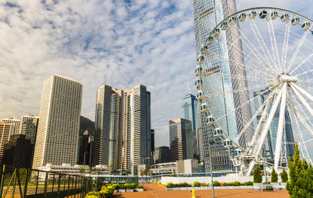 Hong Kong harbour with ferris wheelのeditorial素材