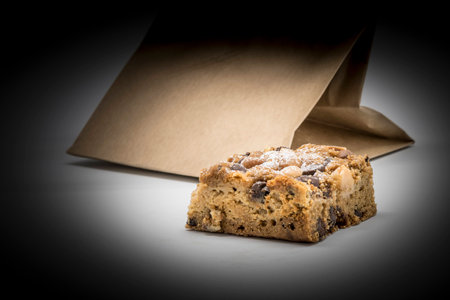 Choc chip cookie and paper bagの写真素材