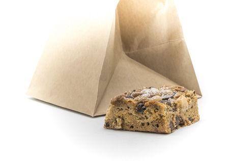 Choc chip cookie and paper bagの写真素材