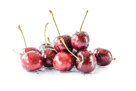 Fresh cherry , Isolated on white backgroundの写真素材