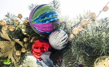 Christmas decoration on christmas treeの写真素材