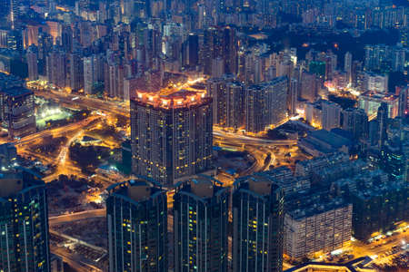 Hong Kong cityscape  at nightの写真素材