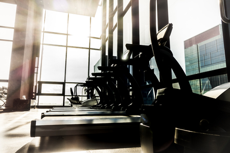silhouette of fitness room in luxury fitness clubの写真素材