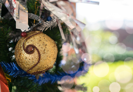 Close up of Christmas greeting decoration with blurred backgroundの写真素材