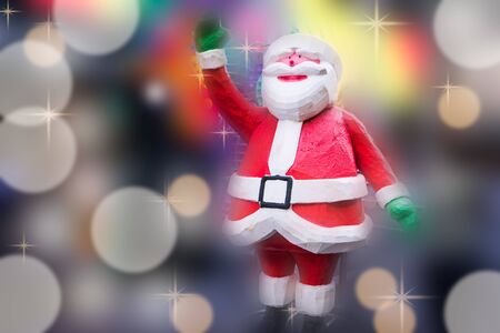 Happy Santa Claus on blurred backgroundの写真素材