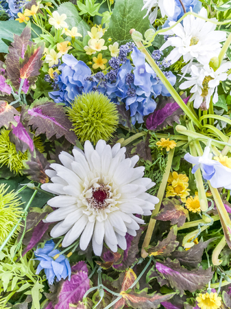 Beautiful and colorful artificial flowersの写真素材