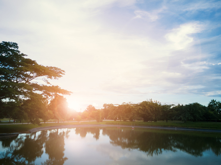 Beautiful sunrise in the park at the morningの写真素材