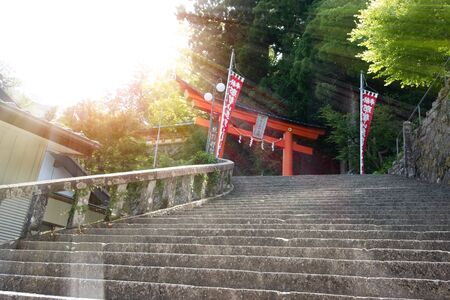 The stairs leading to Kumano Nachi Taisha Grand Shrine in Nachikatsuura, Wakayama, Japan.のeditorial素材