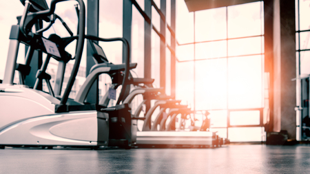 Background defocus of fitness room in the morningの写真素材